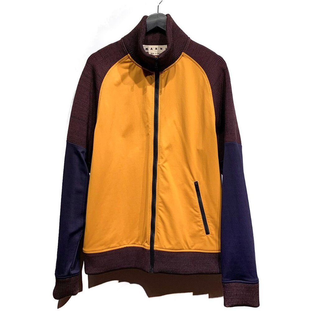 Marni Yellow Burgundy Navy Colourblock Zip-up Track Sweater